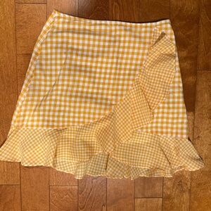 Yellow Gingham Checkered Skirt